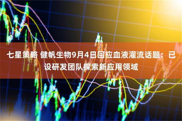 七星策略 健帆生物9月4日回应血液灌流话题：已设研发团队探索新应用领域
